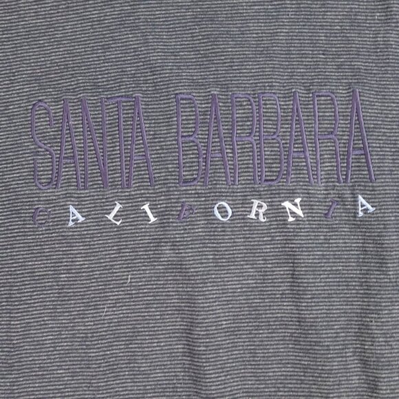 Vintage Santa Barbara California Shirt Medium Blue Striped  Embroidered - Picture 2 of 10